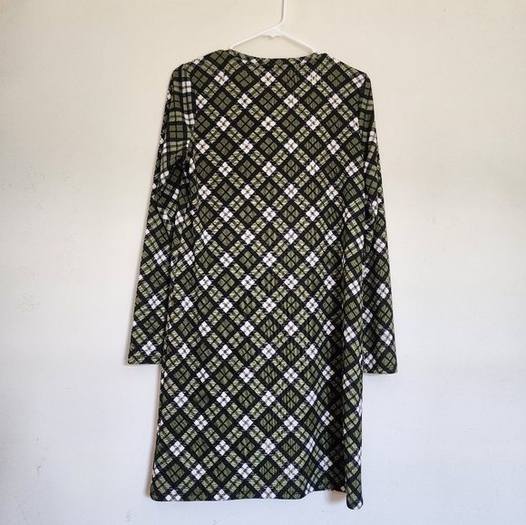 Michael Michael Kors Evergreen Plaid Long-Sleeve Holiday Dress size Medium - Picture 3 of 7